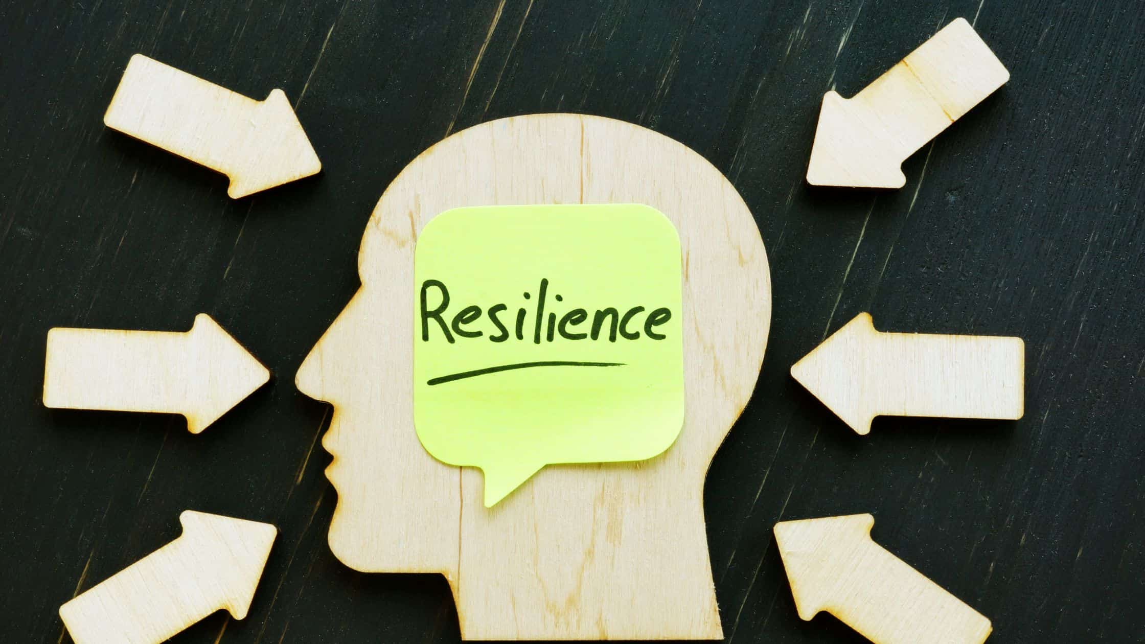 Building Resilience as a Leader: Overcoming Adversity and Bouncing Back Stronger - image of a head with resilience written on a sticky note.