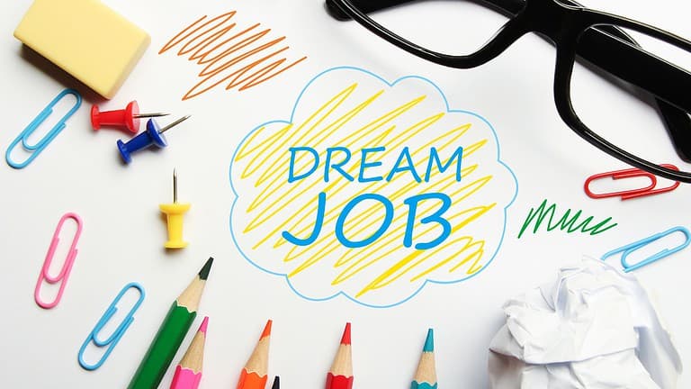 The Ultimate Guide to Landing Your Dream Job: Insider Tips and Tricks - image of a drawing surrounded by office supplies.